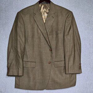 Lauren Ralph Lauren Blazer Silk Wool Mens Size 44R Single Breasted Herringbone‎